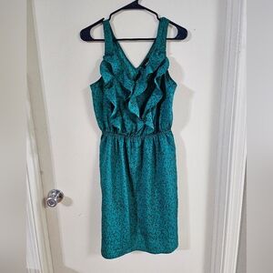 Massimo Green Ruffled Smocked Cocktail Dress